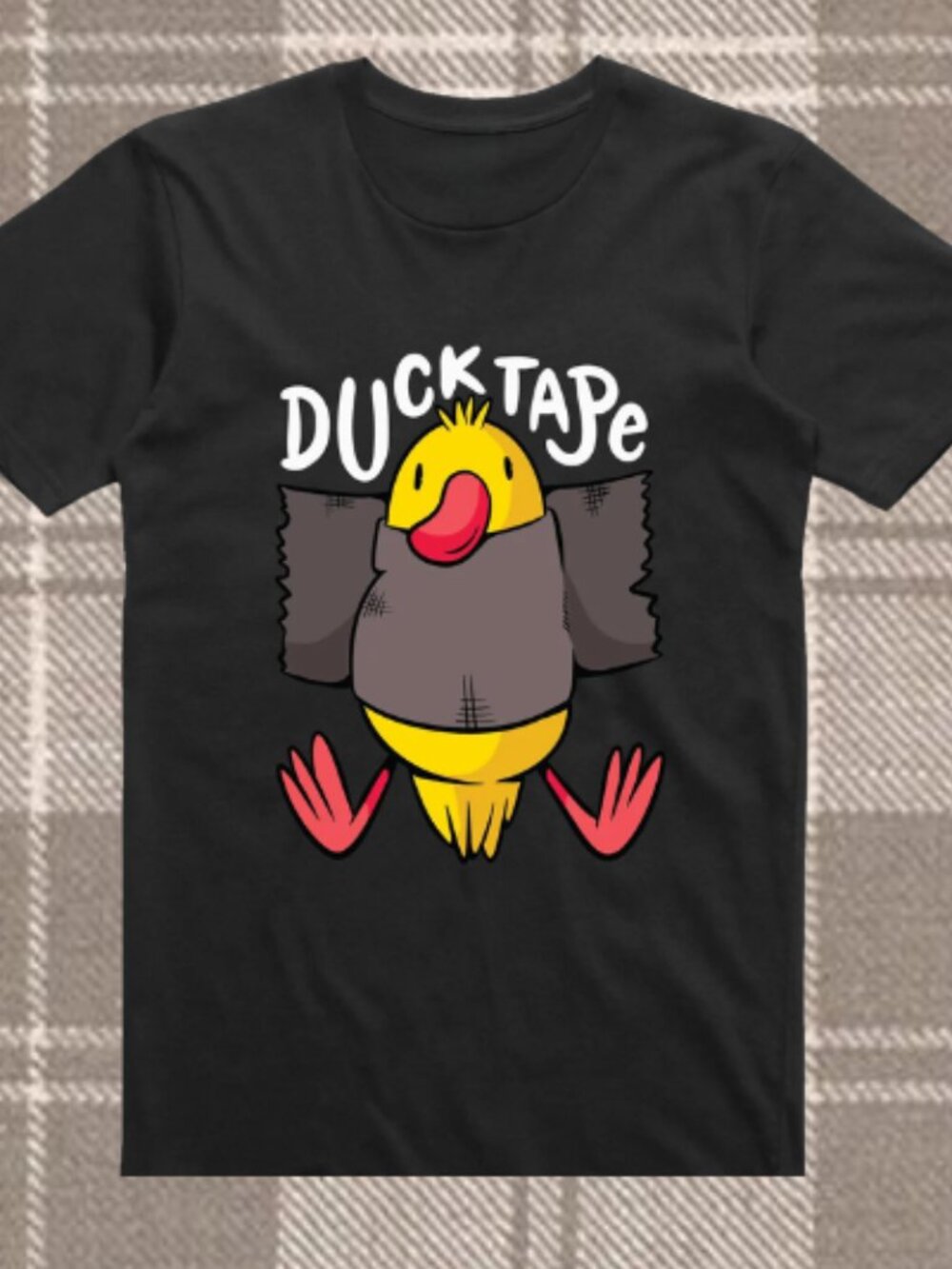 Funny Duck Tape Print T-Shirt Black